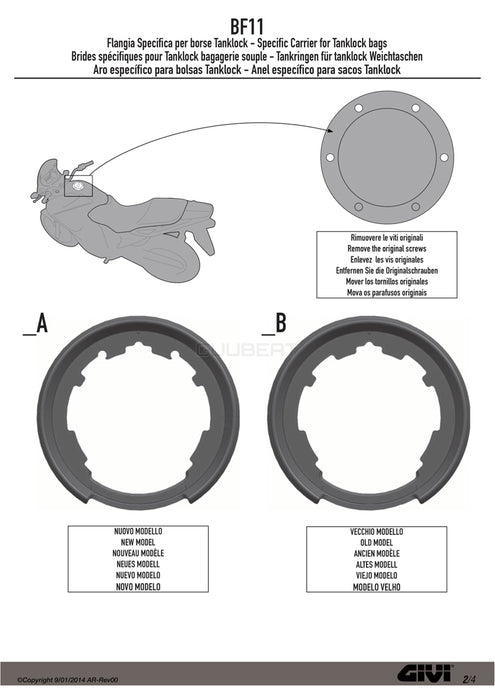 GIVI BF11 タンクロック アタッチメント／BMW F 900 GS / BMW F 900 GS ADVENTURE / BMW F 900 R / BMW F 900 XR専用
