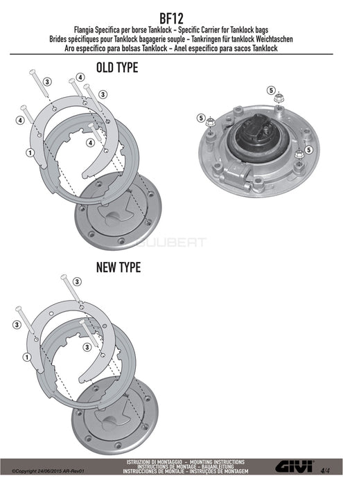 GIVI BF12 タンクロック アタッチメント（TANKLOCKタンクバッグ用フランジ）｜KTM 390 デューク / 200 デューク / 125 デューク 対応