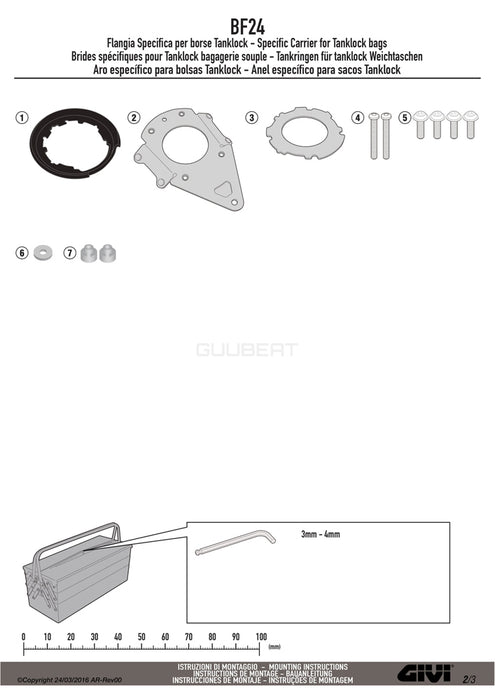 GIVI BF24 タンクロック アタッチメント／YAMAHA XSR 700 / YAMAHA XSR 700専用