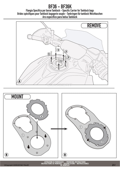 GIVI BF36 タンクロック アタッチメント／YAMAHA MT-07専用