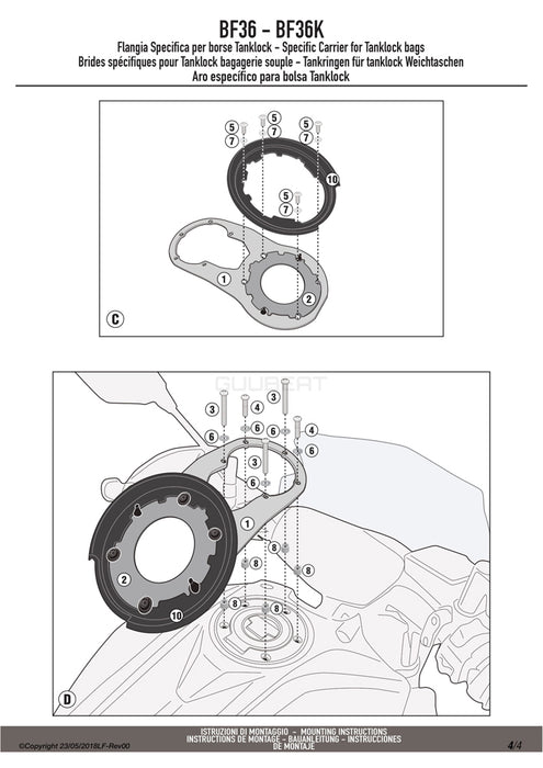 GIVI BF36 タンクロック アタッチメント（TANKLOCKタンクバッグ用フランジ）｜YAMAHA MT-07 対応