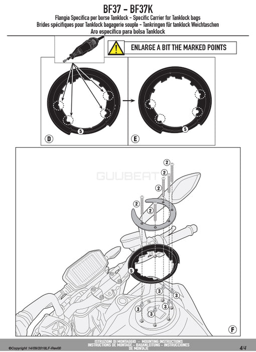 GIVI BF37 タンクロック アタッチメント（TANKLOCKタンクバッグ用フランジ）｜KTM 790 デューク 対応