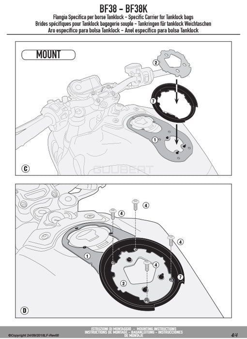 GIVI BF38 タンクロック アタッチメント（TANKLOCKタンクバッグ用フランジ）｜HONDA CB1000R 対応