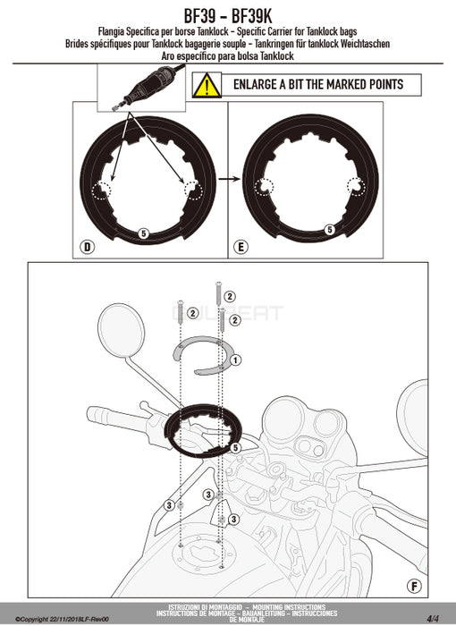 GIVI BF39 タンクロック アタッチメント／ROYAL ENFIELD スクラム 411 / ROYAL ENFIELD ヒマラヤ専用