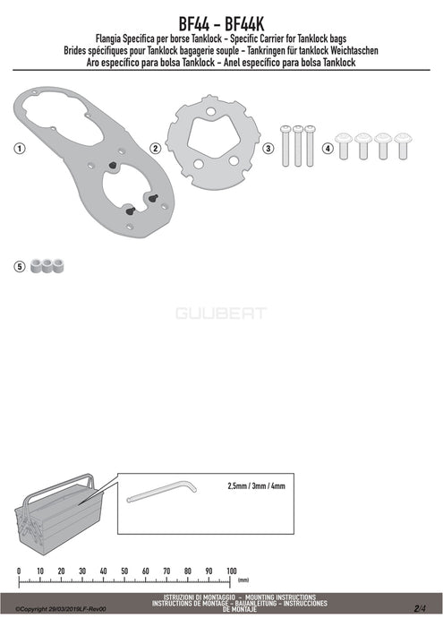 GIVI BF44 タンクロック アタッチメント／HONDA NX 500 / HONDA NX 400 / HONDA CB500X / HONDA 400X専用