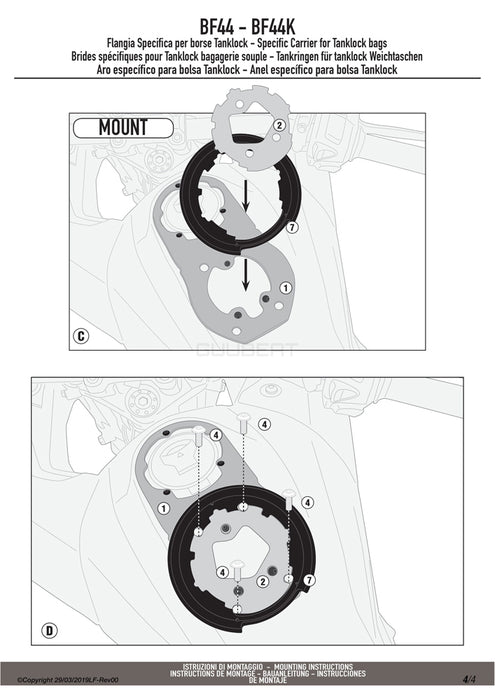 GIVI BF44 タンクロック アタッチメント（TANKLOCKタンクバッグ用フランジ）｜HONDA CB500X / NX 500 E-CLUTCH / NX 500 / 400X / NX 400 E-CLUTCH / NX 400 対応