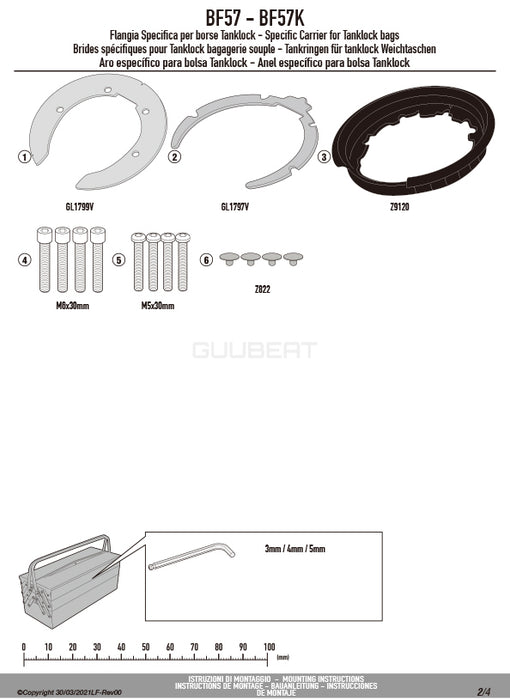GIVI BF57 タンクロック アタッチメント／HUSQVARNA スヴァルトピレン 401 / HUSQVARNA スヴァルトピレン 125専用