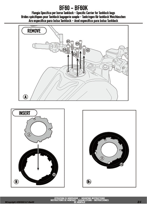 GIVI BF60 タンクロック アタッチメント（TANKLOCKタンクバッグ用フランジ）｜YAMAHA MT-07 対応