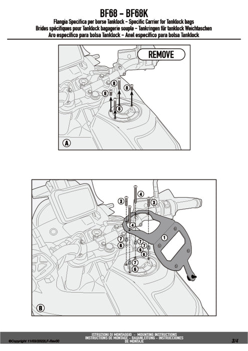 GIVI BF68 タンクロック アタッチメント（TANKLOCKタンクバッグ用フランジ）｜HUSQVARNA ノーデン 901 対応