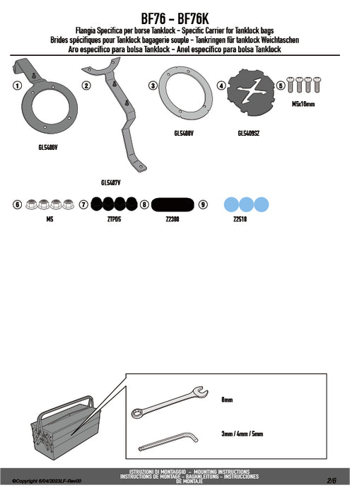 GIVI BF76 タンクロック アタッチメント／DUCATI デザートX専用