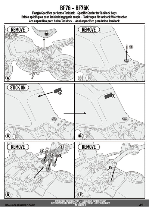 GIVI BF76 タンクロック アタッチメント／DUCATI デザートX専用