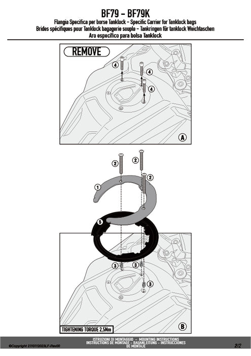 GIVI BF79 タンクロック アタッチメント（TANKLOCKタンクバッグ用フランジ）｜VOGE VALICO 900 DSX / VALICO 800 RALLY / VALICO 625 DSX / VALICO 525 DSX 対応