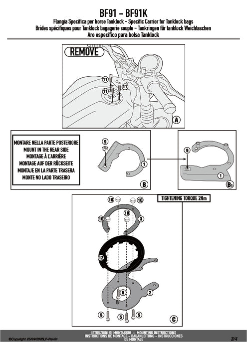 GIVI BF91 タンクロック アタッチメント（TANKLOCKタンクバッグ用フランジ）｜ROYAL ENFIELD ゲリラ 450 対応