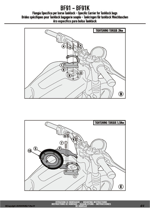 GIVI BF91 タンクロック アタッチメント（TANKLOCKタンクバッグ用フランジ）｜ROYAL ENFIELD ゲリラ 450 対応