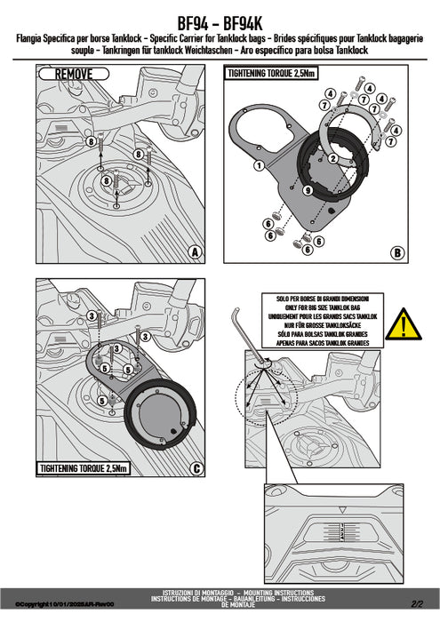 GIVI BF94 タンクロック アタッチメント（TANKLOCKタンクバッグ用フランジ）｜QJ MOTOR SRT 600 SX 対応