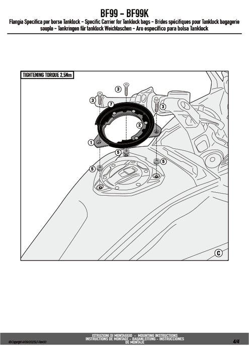 GIVI BF99 タンクロック アタッチメント（TANKLOCKタンクバッグ用フランジ）｜BMW R 1300 RS / R 1300 R 対応