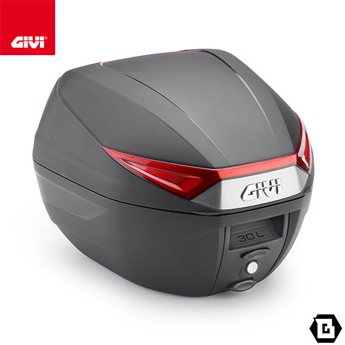 GIVI C30N モノロックトップケース 30L｜ユニバーサルベース付属 1ヘルメット収納可 ブラック／レッドリフレクター｜