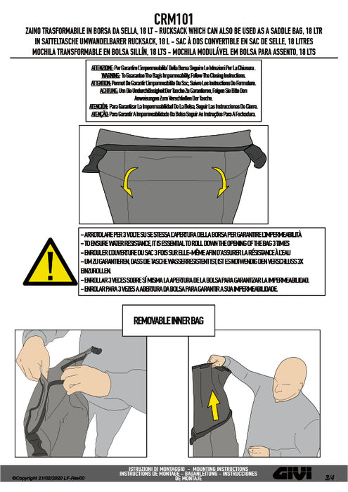 GIVI CRM101 バックパック CORIUMシリーズ 18L 防水インナーバッグ付 レトロスタイル対応