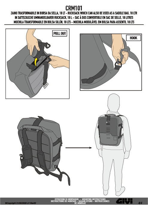 GIVI CRM101 バックパック CORIUMシリーズ 18L 防水インナーバッグ付 レトロスタイル対応