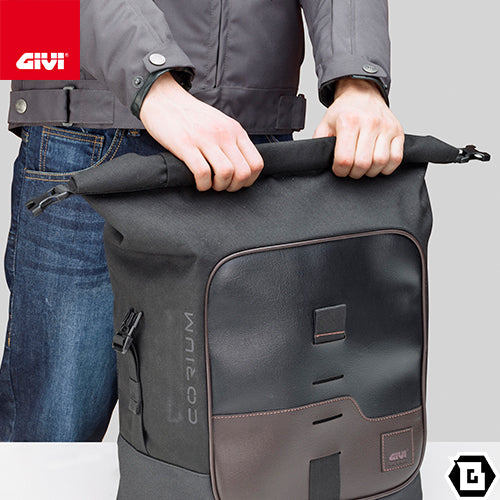 GIVI CRM102 サイドバッグ CORIUM 18L容量 片側 ダークブラウン / ブラック