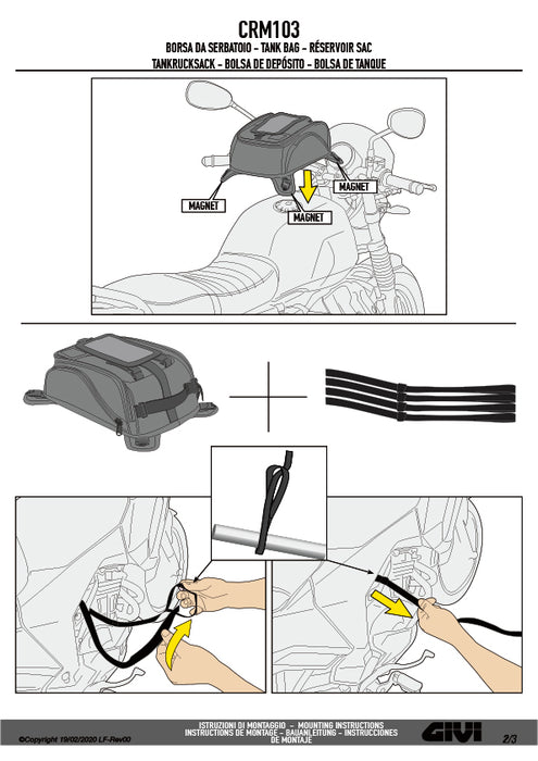 GIVI CRM103 タンクバッグ CORIUM マグネット / ストラップタイプ 8L容量 ダークブラウン / ブラック