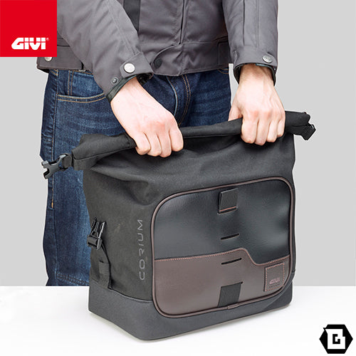 GIVI CRM106 サイドバッグ CORIUM 13L容量 片側 ダークブラウン / ブラック