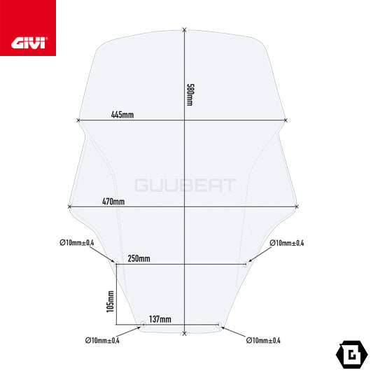 GIVI D1166ST スクリーン クリア／HONDA フォルツァ300 / HONDA フォルツァ250 / HONDA フォルツァ125専用