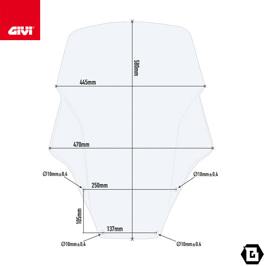 GIVI D1166ST スクリーン クリア／HONDA フォルツァ300 / HONDA フォルツァ250 / HONDA フォルツァ125専用