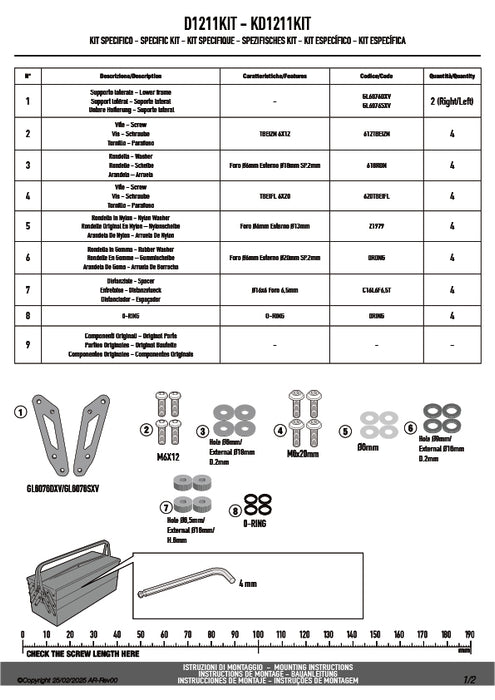 GIVI D1211KIT フィッティングキット ステー スクリーン用／HONDA フォルツァ750専用