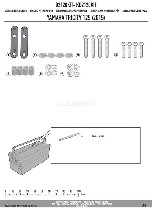 GIVI D2120KIT フィッティングキット ステー スクリーン用／MBK TRYPTIK 125 / YAMAHA トリシティ 155 / YAMAHA トリシティ 125専用