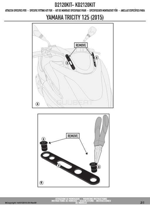 GIVI D2120KIT フィッティングキット ステー スクリーン用／YAMAHA トリシティ 155 / YAMAHA トリシティ 125専用