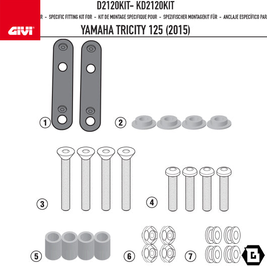 GIVI D2120KIT フィッティングキット ステー スクリーン用／MBK TRYPTIK 125 / YAMAHA トリシティ 155 / YAMAHA トリシティ 125専用