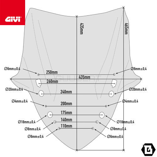 GIVI D2136S スクリーン スモーク／YAMAHA XMAX 400 / YAMAHA XMAX 300 / YAMAHA XMAX 250 / YAMAHA XMAX 125専用