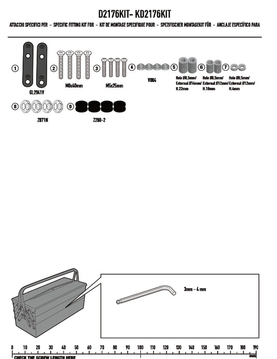 GIVI D2176KIT スクリーン取付用 フィッティングキット 2176DT対応 ステーセット｜YAMAHA トリシティ 125 対応