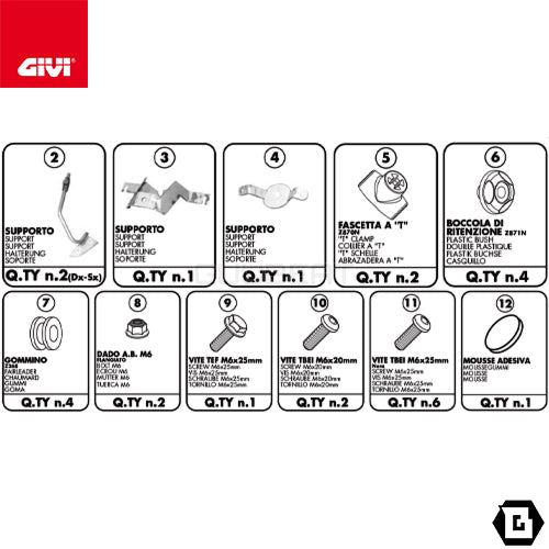 GIVI D340KIT フィッティングキット ステー スクリーン用 ／ GILERA フォコ 500専用