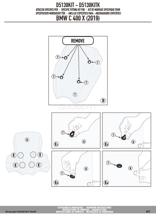 GIVI D5130KIT フィッティングキット ステー スクリーン用／BMW C 400 X専用