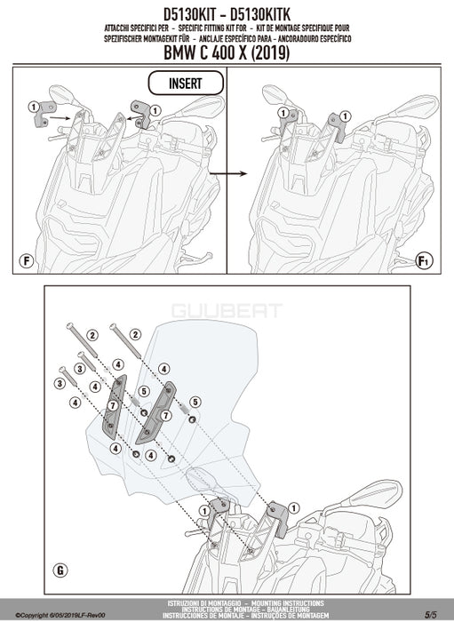 GIVI D5130KIT フィッティングキット ステー スクリーン用／BMW C 400 X専用