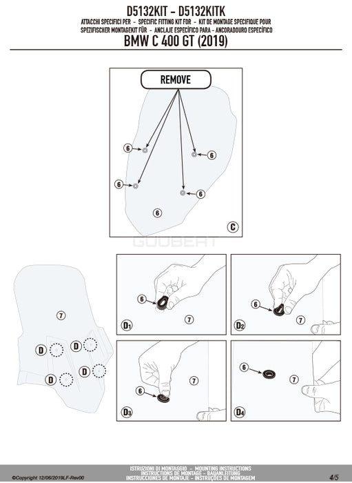 GIVI D5132KIT フィッティングキット ステー スクリーン用／BMW C 400 GT専用