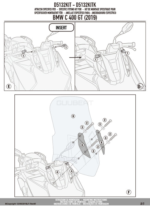 GIVI D5132KIT フィッティングキット ステー スクリーン用／BMW C 400 GT専用