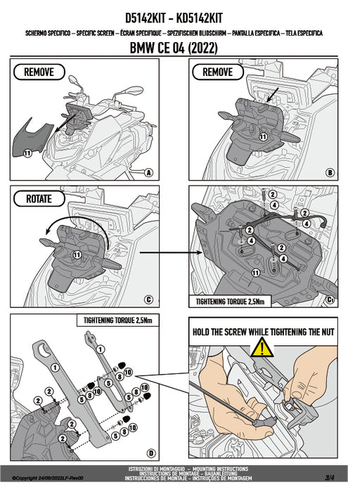 GIVI D5142KIT フィッティングキット ステー スクリーン用／BMW CE 04専用