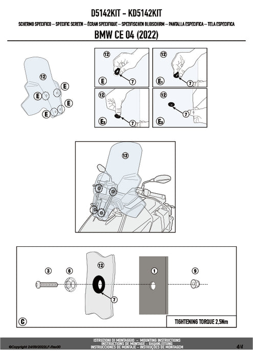 GIVI D5142KIT フィッティングキット ステー スクリーン用／BMW CE 04専用