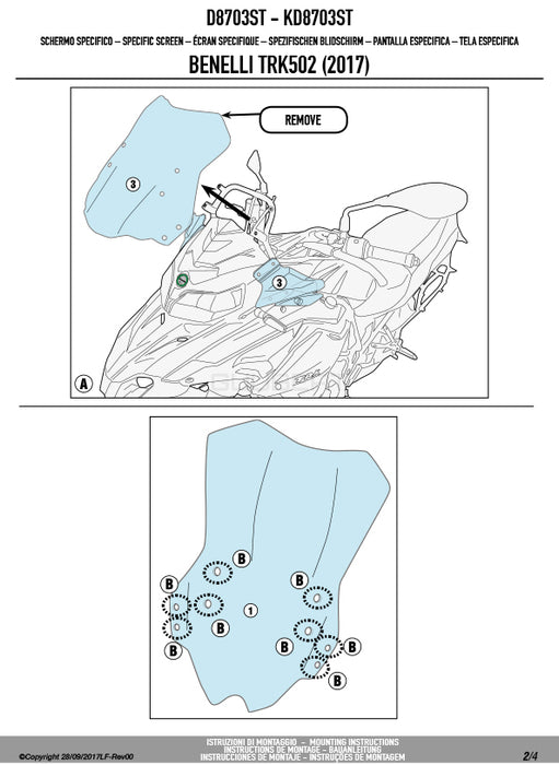 GIVI D8703ST スクリーン  クリア／BENELLI TRK 502 X / BENELLI TRK 502 X / BENELLI TRK 502 / BENELLI TRK 502専用