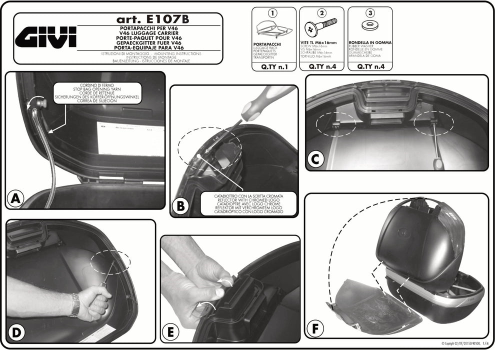 GIVI E107B メタルラック トップケース用 ブラック