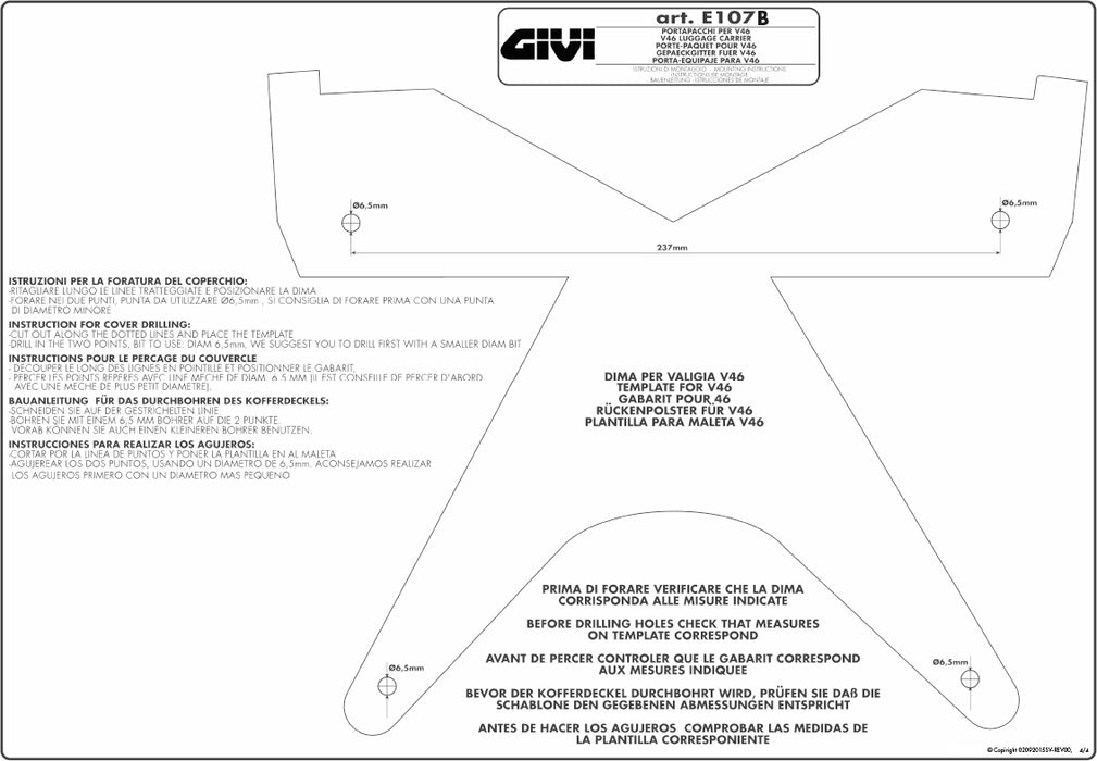 GIVI E107B メタルラック トップケース用 ブラック