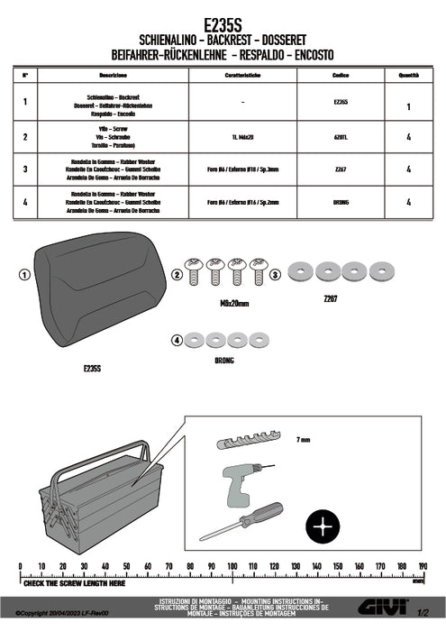 GIVI E235S-2 バックレスト トップケース用 ブラック ポリウレタンフォーム｜
