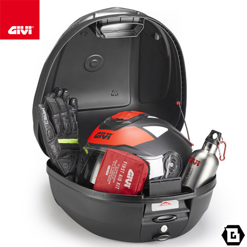 GIVI E300NT2B トップケース 30L容量 MONOLOCK ( モノロック ) リフレクター シルバー ベースプレート付属 ブラック / シルバー