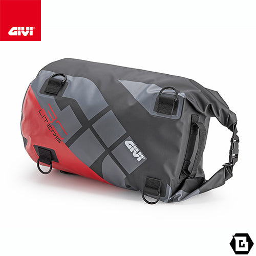 GIVI EA114GRB 防水ドラムバッグ 30L容量 グレーレッド ツーリング向け汎用バッグ
