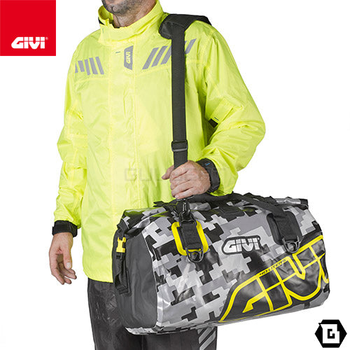 GIVI EA115CM 防水ボストンバッグ 40L容量 カモフラージュパターン グレー / イエロー