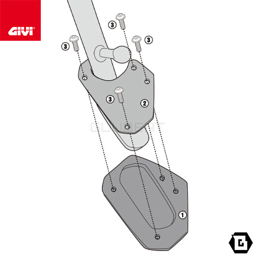 GIVI ES5128 サイドスタンドプレート シルバー／BMW R 1250 GS ADVENTURE専用