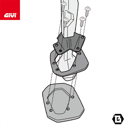 GIVI ES5145 サイドスタンド エクステンション アルミ ステンレス シルバー｜BMW F 900 GS 対応
